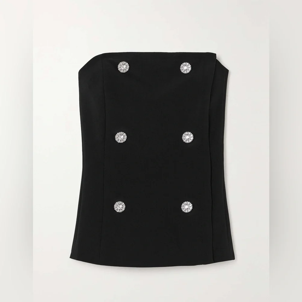 L'AGENCE.  strapless crystal-embellished woven bustier top - Picture 2 of 8